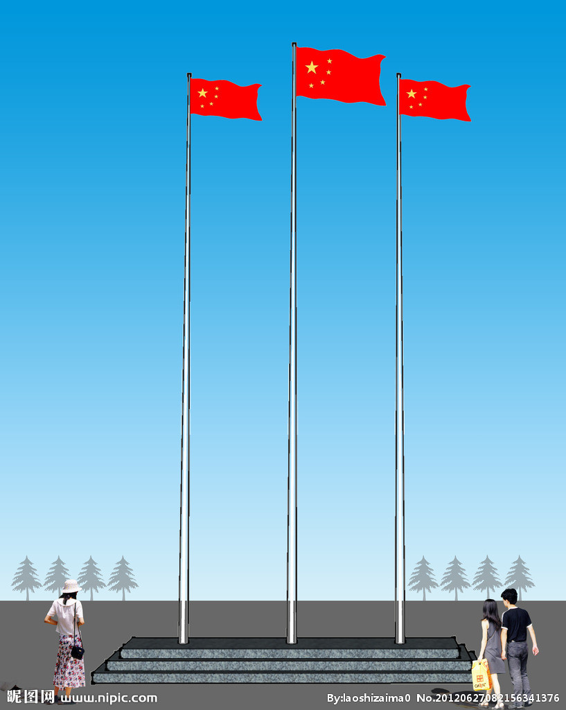 廣場(chǎng)錐形旗桿效果圖-1